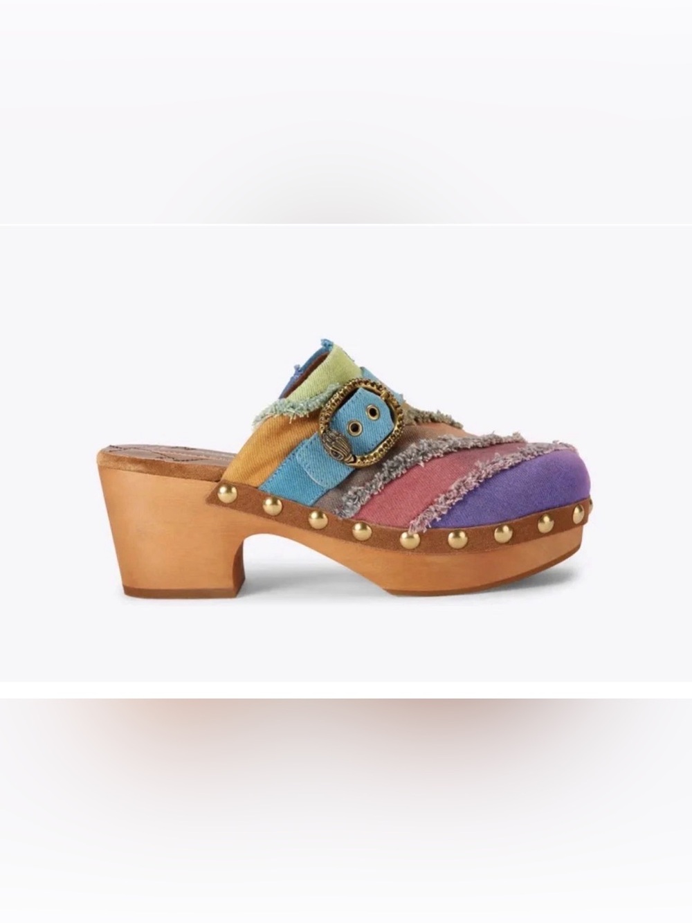 Kurt Geiger London Mayfair Colorful Denim Clog Womens  New $235 EU 40 / 37